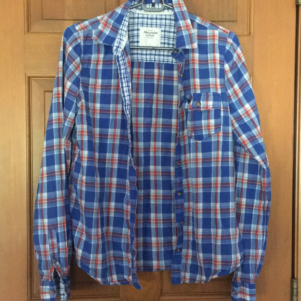 Abercrombie Red White and Blue Button-up